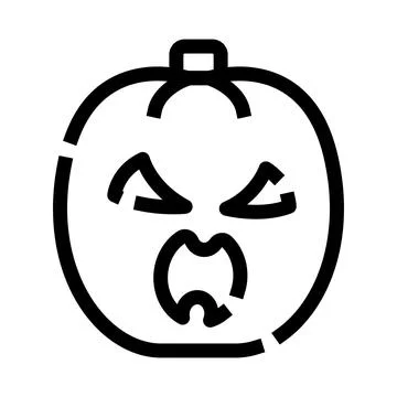 Spooky halloween pumpkin jack o lantern line icon Stock Illustration