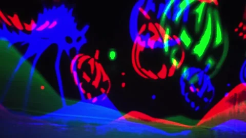 Spooky Halloween with Pumpkins, cats, ghosts and more Stock Footage
