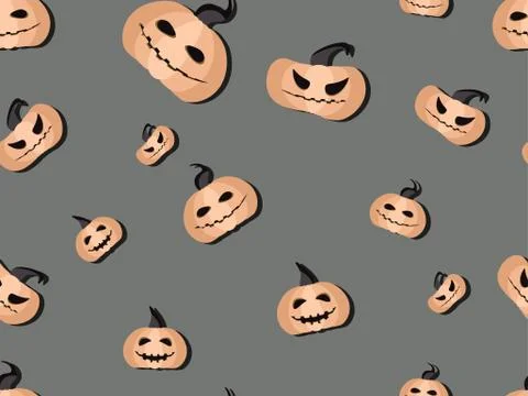 Spooky halloween pumpkins seamless pattern. Jack-o-lantern Stock-Illustration