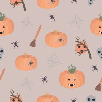 Spooky Halloween seamless pattern Stock Illustration