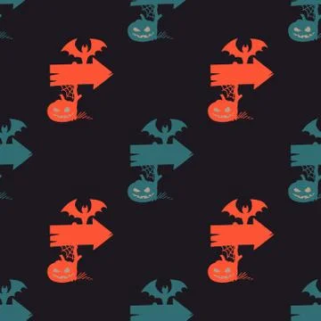 Spooky halloween sign seamless pattern Stock Illustration
