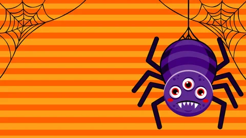 Spooky Halloween Spider Animated Motion Graphic Background with Web and Oran Stock Footage 345755504