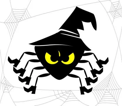 Spooky halloween spider with hat Illustrazione stock