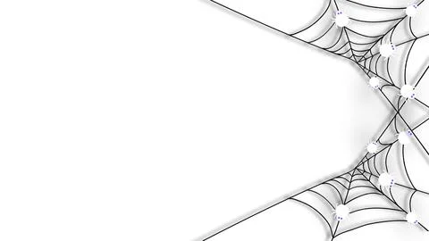 Spooky Halloween spider web corner border frame design on plain white backg.. Illustrazione stock