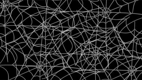 Spooky Halloween Spiderweb Pattern Background with White Cobwebs on Black B.. イラスト素材