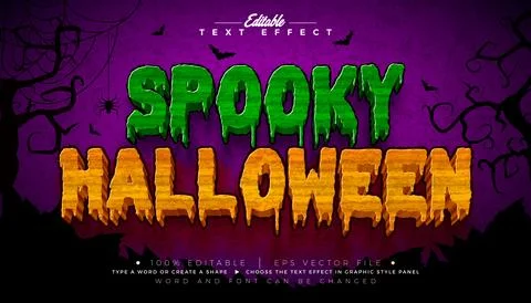 Spooky Halloween Text Effect Illustration. Editable and Scalable Vector Graph Stock Illustration