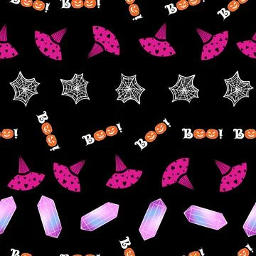 Spooky halloween witchy repeat pattern vector illustration Illustrazione stock