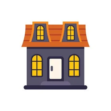 Spooky haunted house with glowing windows celebrating halloween night Ilustración de archivo