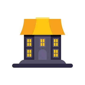 Spooky haunted house with glowing windows celebrating halloween night Ilustración de archivo