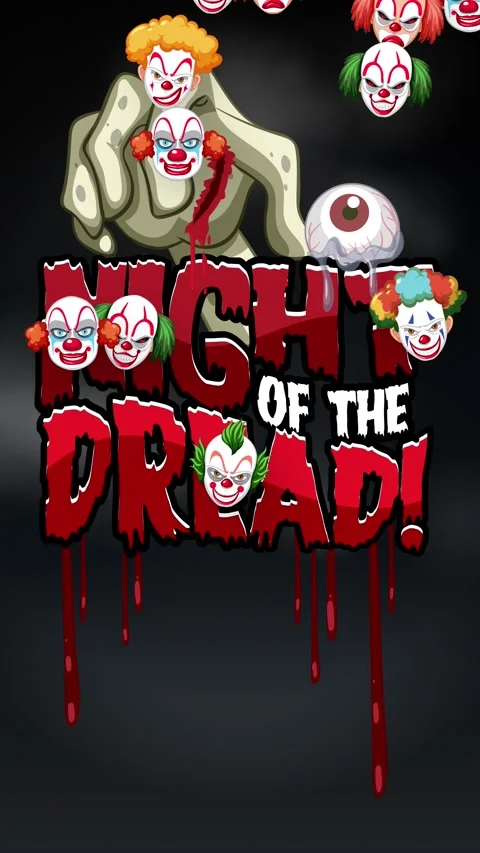 Spooky Horror Animation with Falling Clown Heads and Zombie Hand Stock Footage 339526498