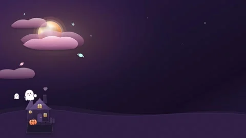 Spooky house and moon in a dark purple night sky. 4K Video stock 342781793