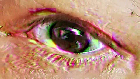 Spooky Human Eye Watching With Glitch Effect Stock Footage 260842843