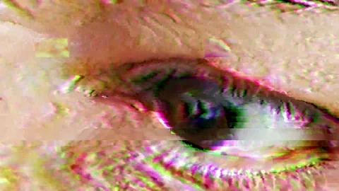 Spooky Human Eye Watching With Glitch Effect Stock Footage 263261817