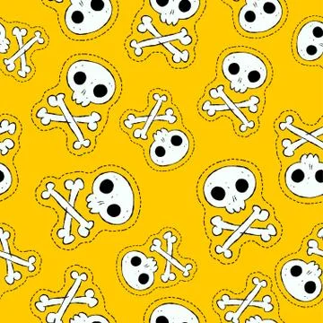 Spooky human skull bones patch seamless pattern 库存插图
