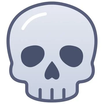 Spooky human skull head flat outline icon for halloween. Stock Illustration