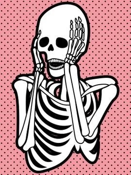 Spooky illustration with a screaming skeleton Stock Illustration