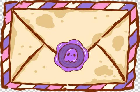 Spooky Mail Halloween Delivery, Envelope with Wax Seal Hand Drawn Illustratio Stock Illustration