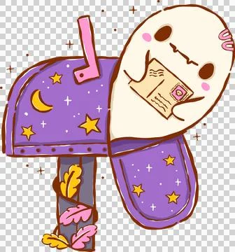 Spooky Mail Halloween Delivery, Ghost with Mailbox Hand Drawn Illustration Stock Illustration