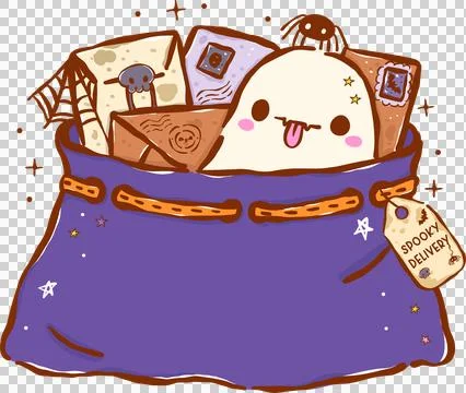 Spooky Mail Halloween Delivery Ghost in Postal Bag Hand Drawn Illustration Stock Illustration