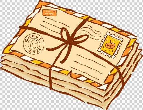 Spooky Mail Halloween Delivery Stack of Halloween Ghost Mail Hand Drawn Ill.. Stock Illustration