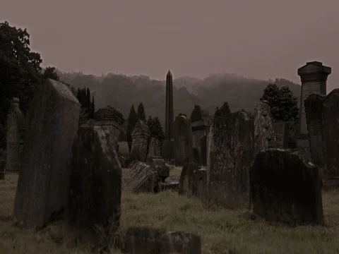 Spooky misty cemetery timelapse 動画素材 77545906