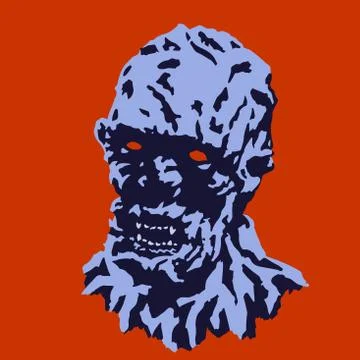 Spooky monster head with a torn face. Vector illustration. Stock Illustration