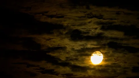 Spooky Moon and Clouds Stock Footage 96585358