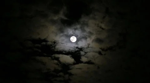 Spooky Moon plus Clouds HD Stock Footage 1042227