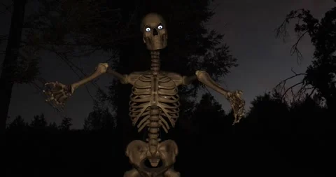 Spooky moving Skeleton with gold tint 動画素材 289301150