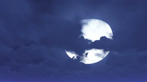 Spooky Night Sky with Clouds and Full Moon Timelapse Vidéo 64512642