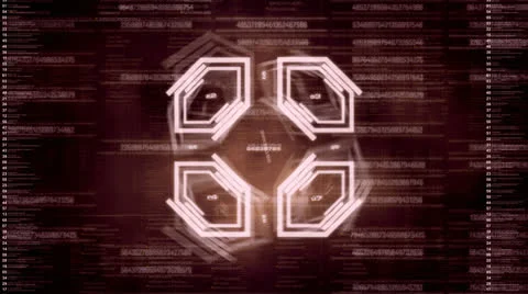 Spooky objects rotations in a red digital scene Vidéo 24723599