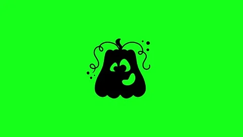 Spooky Pumpkin Face Animation on Green Screen Chroma Key Background in 4K Stock Footage 340425552