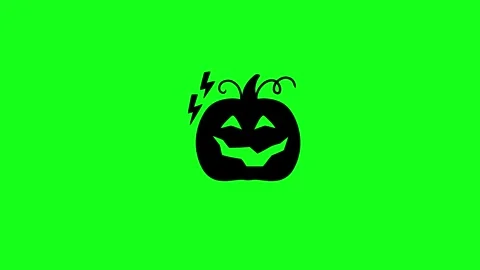Spooky Pumpkin Face Animation on Green Screen Chroma Key Background in 4K Video stock 340425559