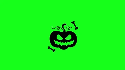 Spooky Pumpkin Face Animation on Green Screen Chroma Key Background in 4K Vidéo 340425560