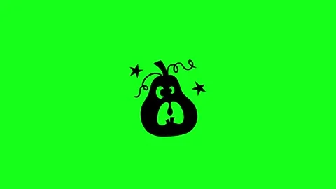 Spooky Pumpkin Face Animation on Green Screen Chroma Key Background in 4K Stock Footage 340425561