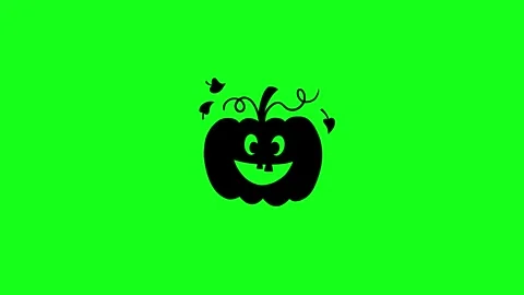 Spooky Pumpkin Face Animation on Green Screen Chroma Key Background in 4K Stock Footage 340425562