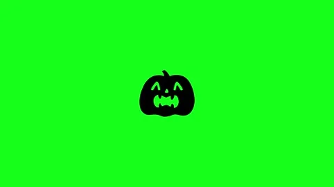 Spooky Pumpkin Face Animation on Green Screen Chroma Key Background in 4K Stock Footage 340425565