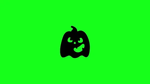 Spooky Pumpkin Face Animation on Green Screen Chroma Key Background in 4K Stock Footage 340425566
