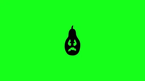 Spooky Pumpkin Face Animation on Green Screen Chroma Key Background in 4K Stock Footage 340425567