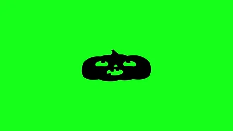 Spooky Pumpkin Face Animation on Green Screen Chroma Key Background in 4K Stock Footage 340425570