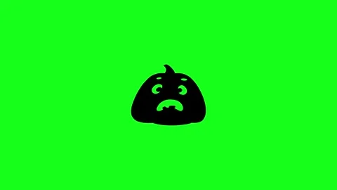 Spooky Pumpkin Face Animation on Green Screen Chroma Key Background in 4K Stock Footage 340425573