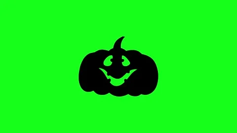 Spooky Pumpkin Face Animation on Green Screen Chroma Key Background in 4K Stock Footage 340425575