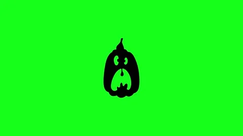 Spooky Pumpkin Face Animation on Green Screen Chroma Key Background in 4K Stock Footage 340425578