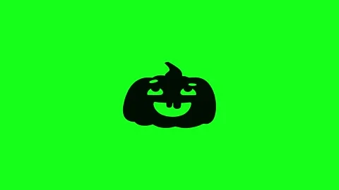 Spooky Pumpkin Face Animation on Green Screen Chroma Key Background in 4K Stock Footage 340425579