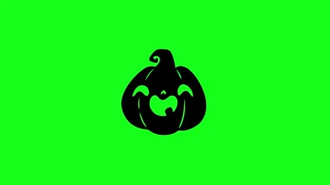 Spooky Pumpkin Face Animation on Green Screen Chroma Key Background in 4K Stock Footage 340425580