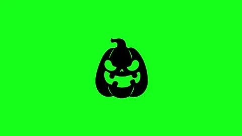 Spooky Pumpkin Face Animation on Green Screen Chroma Key Background in 4K Stock Footage 340425581