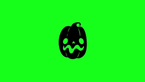 Spooky Pumpkin Face Animation on Green Screen Chroma Key Background in 4K Stock Footage 340425584