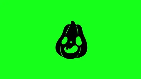Spooky Pumpkin Face Animation on Green Screen Chroma Key Background in 4K Stock Footage 340425585