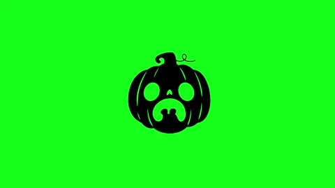 Spooky Pumpkin Face Animation on Green Screen Chroma Key Background in 4K Stock Footage 340425586