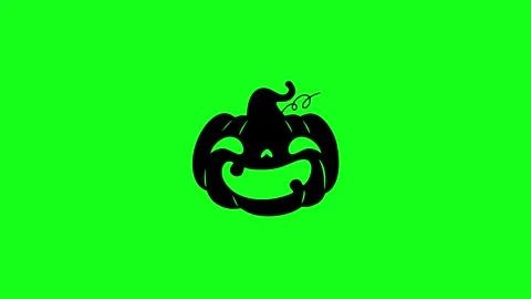 Spooky Pumpkin Face Animation on Green Screen Chroma Key Background in 4K Stock Footage 340425587